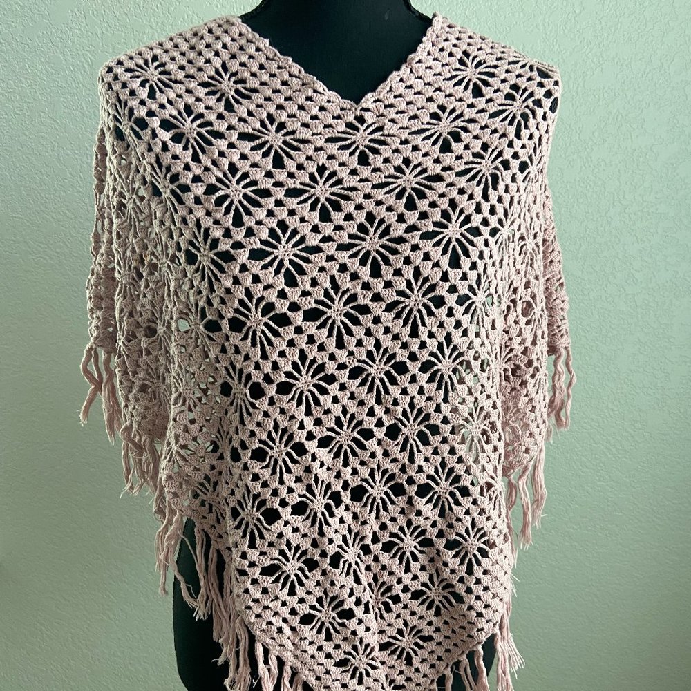 Ann Taylor Loft Knit Poncho, Dusty Rose